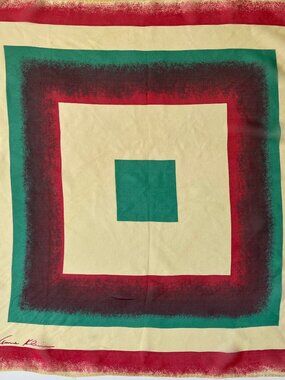 Vintage 70s Chic Anne Klein For New Perspectives Silk Scarf Geometric Japan